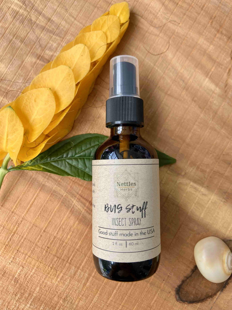 Bug Stuff Bug Spray is a natural insect repellent made with therapeutic grade essential oils and purified water. Free of DEET and other harmful chemicals, it provides aromatherapy benefits while protecting from mosquitos and other flying insects.